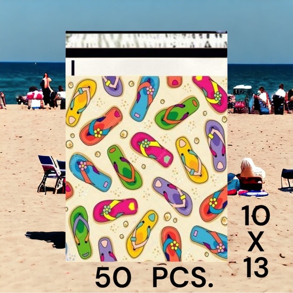 50 10X13 Poly Mailers Flip Flop Beach Shipping Envelopes Bags PRICE IS FIRM - Picture 2 of 2
